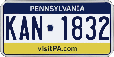 PA license plate KAN1832