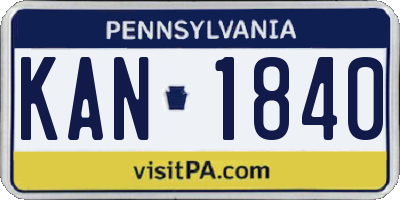 PA license plate KAN1840