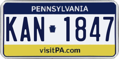PA license plate KAN1847