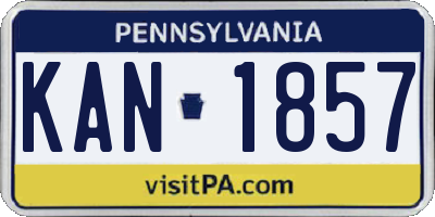 PA license plate KAN1857