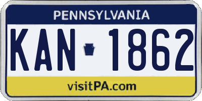PA license plate KAN1862