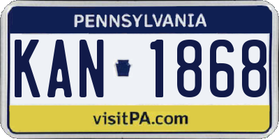 PA license plate KAN1868