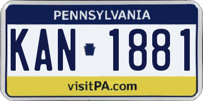 PA license plate KAN1881