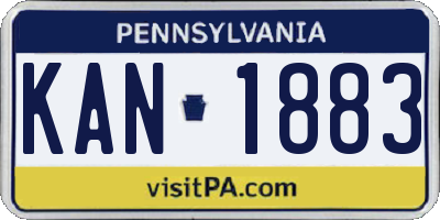 PA license plate KAN1883