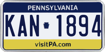 PA license plate KAN1894