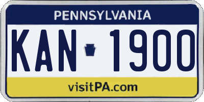 PA license plate KAN1900
