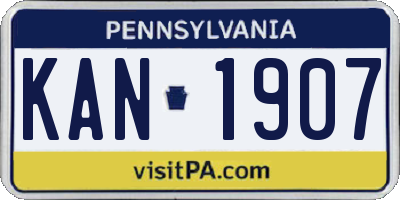 PA license plate KAN1907