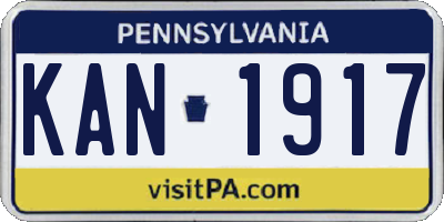 PA license plate KAN1917
