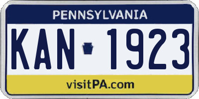 PA license plate KAN1923
