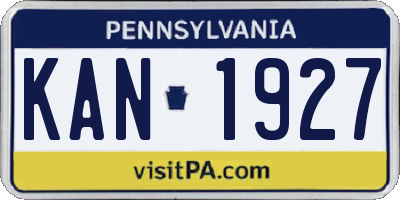PA license plate KAN1927