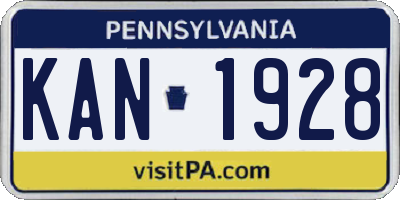 PA license plate KAN1928