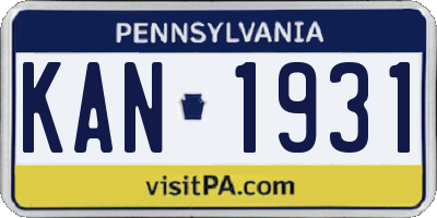 PA license plate KAN1931