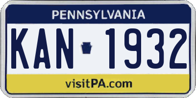 PA license plate KAN1932