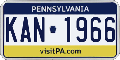 PA license plate KAN1966