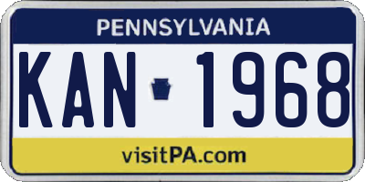 PA license plate KAN1968