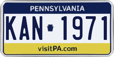 PA license plate KAN1971