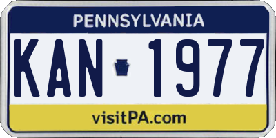 PA license plate KAN1977