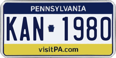 PA license plate KAN1980