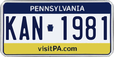 PA license plate KAN1981