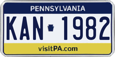 PA license plate KAN1982