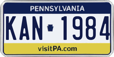 PA license plate KAN1984