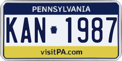 PA license plate KAN1987