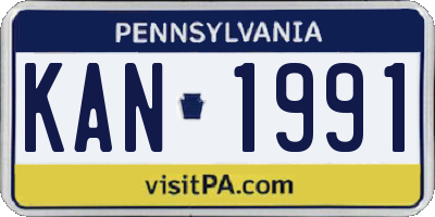 PA license plate KAN1991