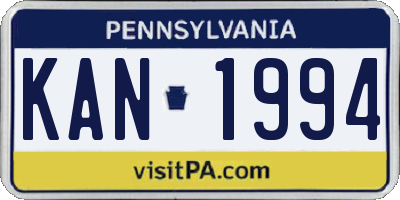 PA license plate KAN1994