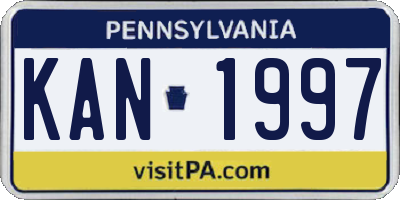 PA license plate KAN1997