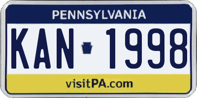 PA license plate KAN1998
