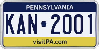 PA license plate KAN2001