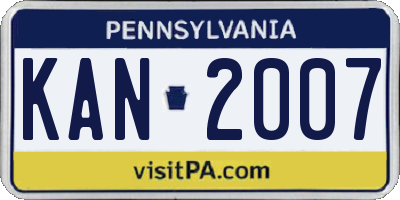 PA license plate KAN2007