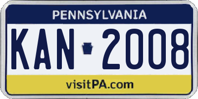 PA license plate KAN2008