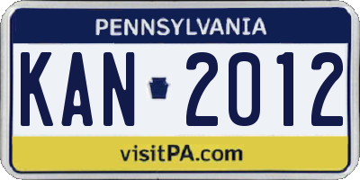 PA license plate KAN2012