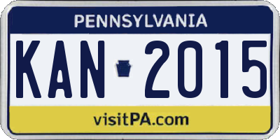 PA license plate KAN2015