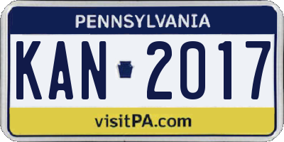 PA license plate KAN2017