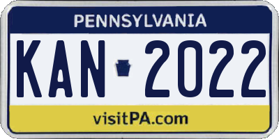 PA license plate KAN2022
