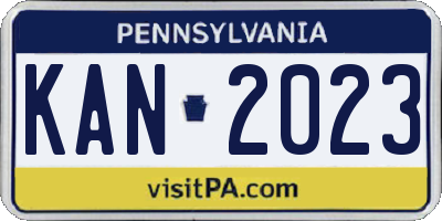 PA license plate KAN2023