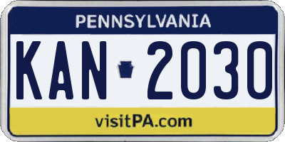 PA license plate KAN2030