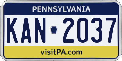 PA license plate KAN2037