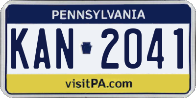 PA license plate KAN2041