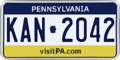 PA license plate KAN2042