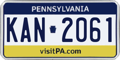 PA license plate KAN2061