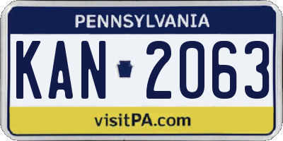 PA license plate KAN2063