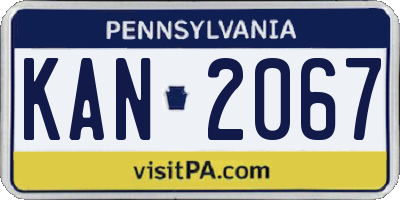 PA license plate KAN2067