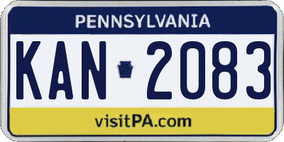 PA license plate KAN2083