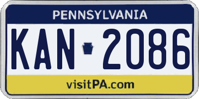 PA license plate KAN2086