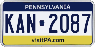 PA license plate KAN2087