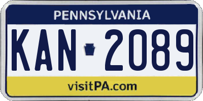 PA license plate KAN2089