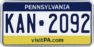 PA license plate KAN2092